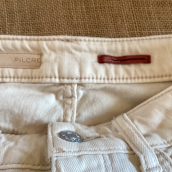 Pilcro & The Letterpress Anthropologie Distressed‎ Cream Denim Shorts Size 27 - Picture 2 of 7